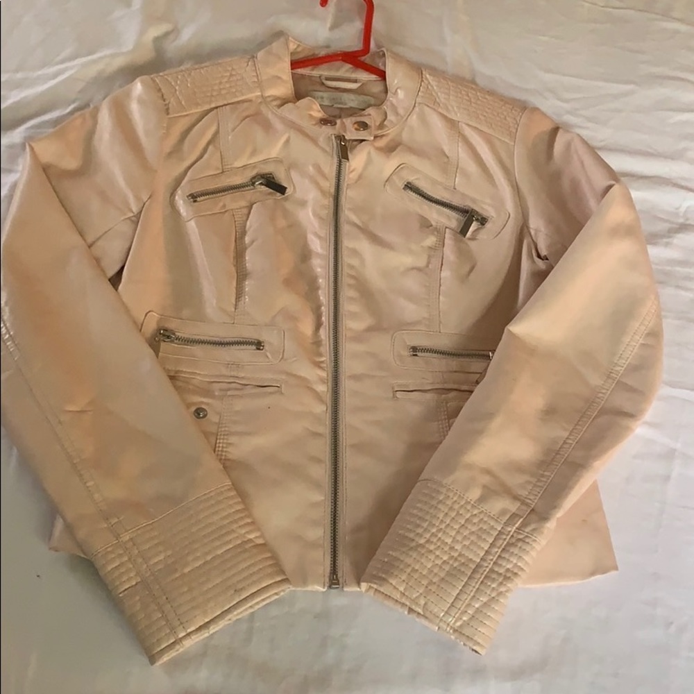 Peach Faux leather jacket